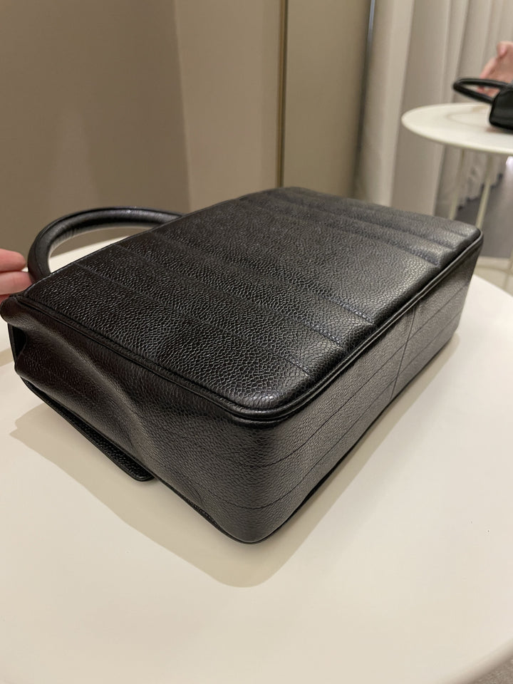 Chanel Vertical Quilted Top Handle  Black Caviar