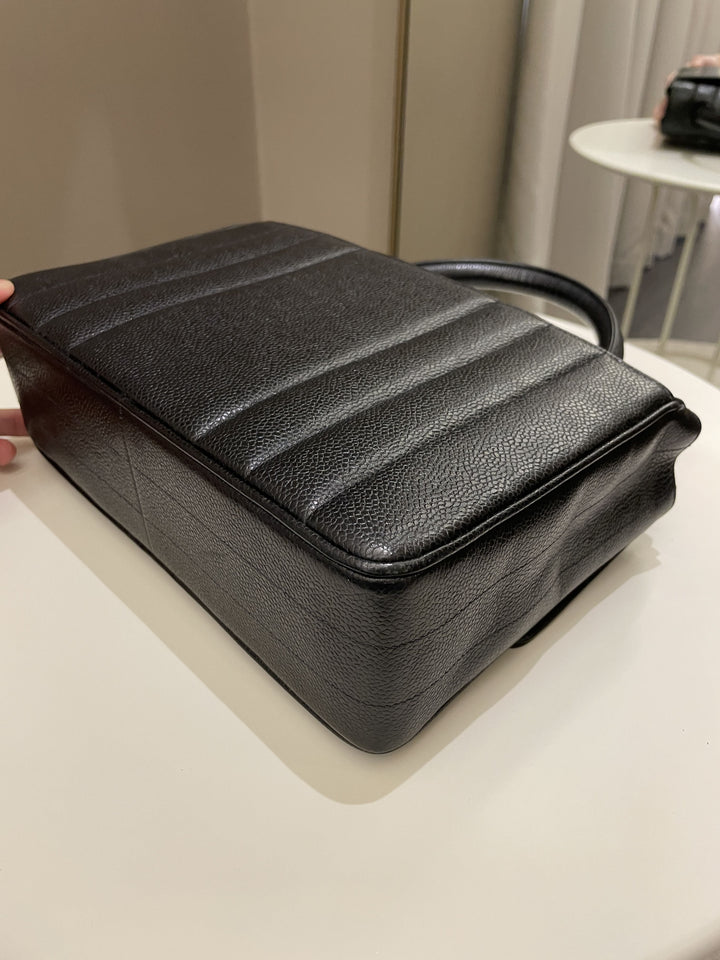 Chanel Vertical Quilted Top Handle  Black Caviar