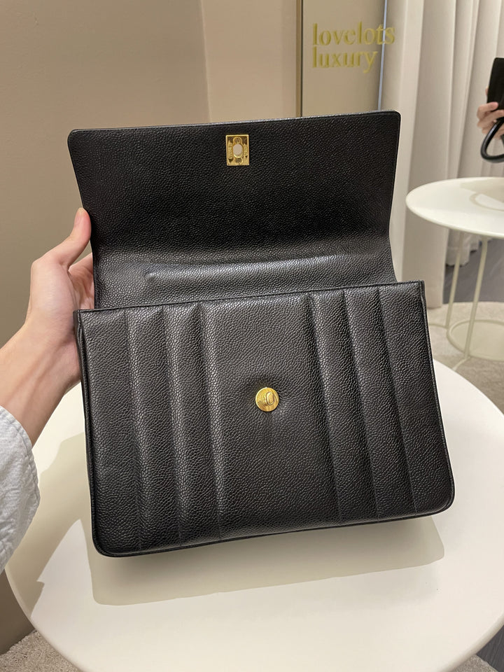 Chanel Vertical Quilted Top Handle  Black Caviar