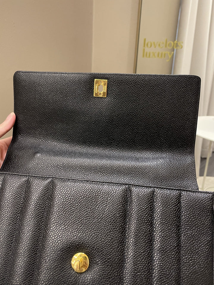 Chanel Vertical Quilted Top Handle  Black Caviar