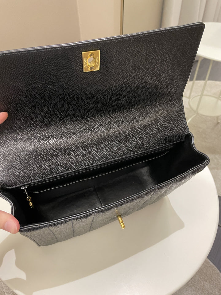 Chanel Vertical Quilted Top Handle  Black Caviar