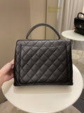 Chanel Kelly Quilted Top Handle Flap Black Caviar