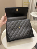 Chanel Kelly Quilted Top Handle Flap Black Caviar