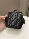Chanel Vanity Square Top Handle Cargo Pocket Black Lambskin