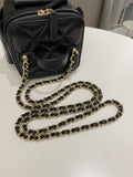 Chanel Vanity Square Top Handle Cargo Pocket Black Lambskin