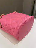 Chanel 23P Drawstring Bucket Bag Pink Stiff Lambskin