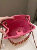 Chanel 23P Drawstring Bucket Bag Pink Stiff Lambskin
