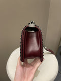 Chanel Quilted Old Medium Chained Boy Bag Burgundy Aged Calfskin
