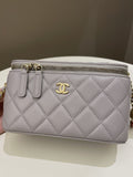 Chanel 22B Pearl Crush Vanity Rectangular Grey Lambskin