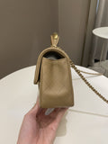 Chanel 22B Quilted Metal Top Handle Mini Rectangular Dark Beige Lambskin