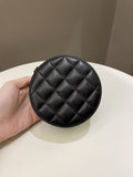 Chanel Quilted Round Evening Chain Clutch Black Lambskin