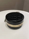 Chanel Quilted Round Evening Chain Clutch Black Lambskin