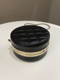 Chanel Quilted Round Evening Chain Clutch Black Lambskin