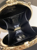 Chanel Quilted Round Evening Chain Clutch Black Lambskin