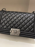 Chanel Quilted Boy Old Medium Black Calfskin