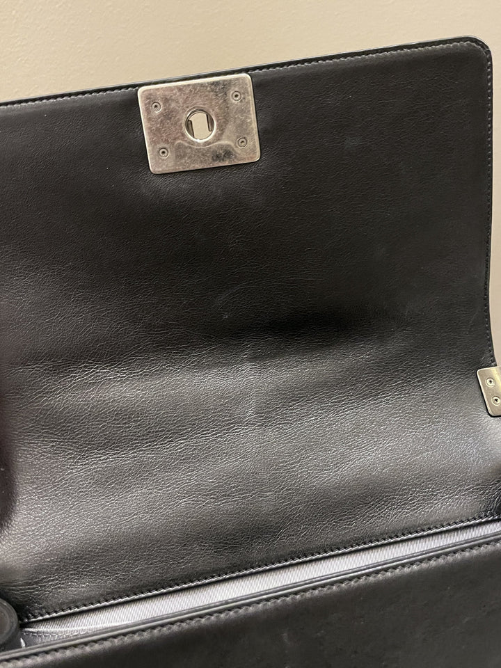 Chanel Quilted Boy Old Medium Black Calfskin