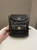 Chanel Quilted Vintage Duma Cc Backpack Black Lambskin