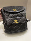 Chanel Quilted Vintage Duma Cc Backpack Black Lambskin