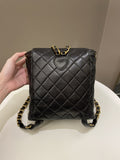 Chanel Quilted Vintage Duma Cc Backpack Black Lambskin