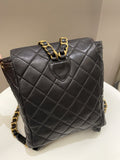 Chanel Quilted Vintage Duma Cc Backpack Black Lambskin