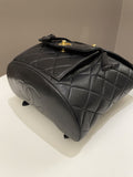 Chanel Quilted Vintage Duma Cc Backpack Black Lambskin