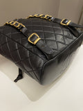 Chanel Quilted Vintage Duma Cc Backpack Black Lambskin