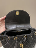 Chanel Quilted Vintage Duma Cc Backpack Black Lambskin