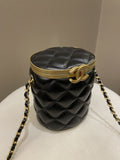 Chanel Quilted Cc Crown Box Vanity Black Lambskin