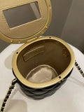 Chanel Quilted Cc Crown Box Vanity Black Lambskin