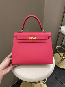 Hermes Kelly Sellier 25 Rose Extreme Epsom