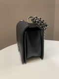 Chanel Herringbone Chevron Boy Old Medium Black Calfskin