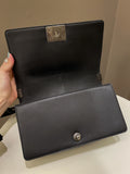 Chanel Herringbone Chevron Boy Old Medium Black Calfskin