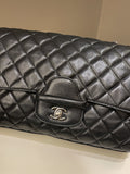 Chanel Quilted Jumbo Coco Loop Flap  Black Lambskin