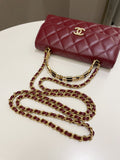 Chanel 22B Quilted Top Handle Flap Chain Burgundy Lambskin