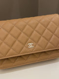 Chanel Classic Quilted Wallet on Chain Dark Beige Milk Tea Caviar