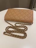 Chanel Classic Quilted Wallet on Chain Dark Beige Milk Tea Caviar