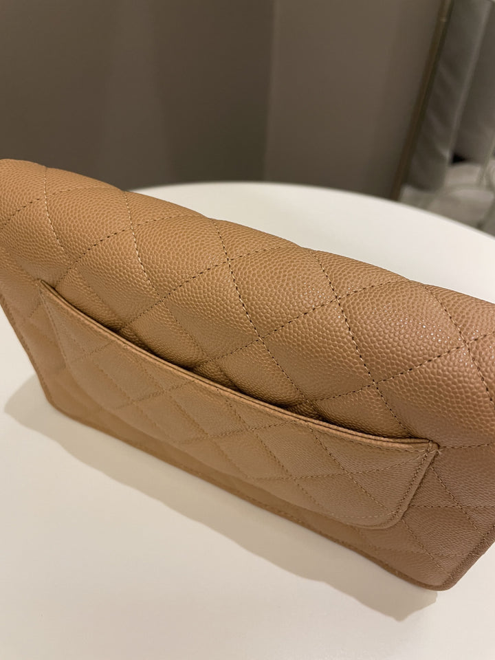 Chanel Classic Quilted Wallet on Chain Dark Beige Milk Tea Caviar