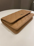 Chanel Classic Quilted Wallet on Chain Dark Beige Milk Tea Caviar