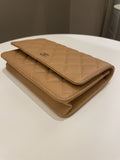 Chanel Classic Quilted Wallet on Chain Dark Beige Milk Tea Caviar