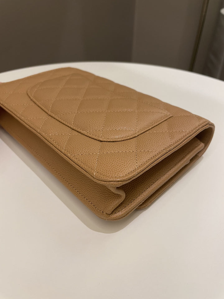 Chanel Classic Quilted Wallet on Chain Dark Beige Milk Tea Caviar