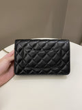 Chanel Quilted Pearl Crush Wallet On Chain Black Lambskin