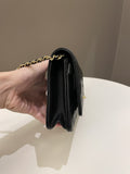 Chanel Quilted Pearl Crush Wallet On Chain Black Lambskin