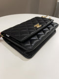 Chanel Quilted Pearl Crush Wallet On Chain Black Lambskin
