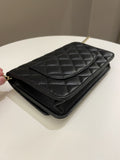 Chanel Quilted Pearl Crush Wallet On Chain Black Lambskin