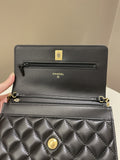 Chanel Quilted Pearl Crush Wallet On Chain Black Lambskin