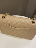 Chanel Classic Quilted Medium Double Flap Beige Claire Caviar