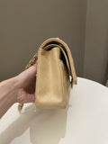 Chanel Classic Quilted Medium Double Flap Beige Claire Caviar