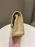 Chanel Classic Quilted Medium Double Flap Beige Claire Caviar