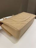 Chanel Classic Quilted Medium Double Flap Beige Claire Caviar