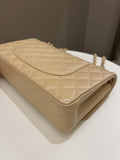 Chanel Classic Quilted Medium Double Flap Beige Claire Caviar